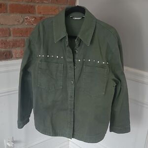 Zara Olive Green Crewneck Top